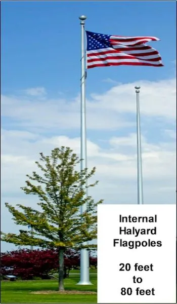 50 foot Internal Halyard HD Aluminum Flagpole