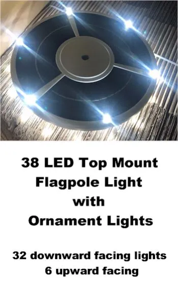 38 LED Solar Top Mount with 6 lights for Finial.