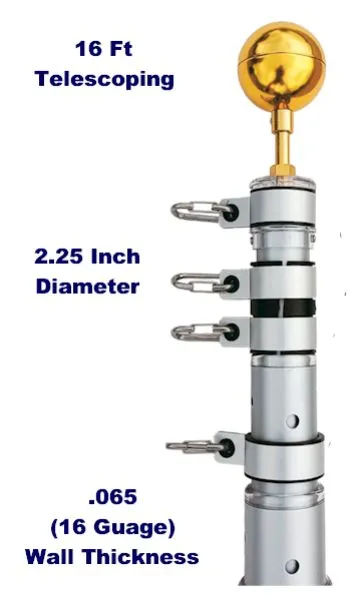 16 ft Silver Telescoping Flagpole
