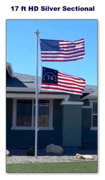 17 ft 2.4 Dia. Heavy Duty Sectional Flagpole - Made in USA