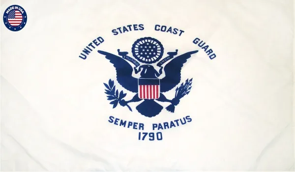 12x18 inch Coast Guard 200 Denier Nylon Flag - Made In USA