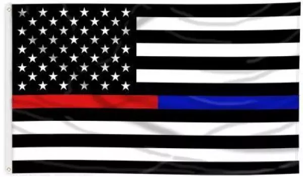 3x5 Thin Red & Blue Line American Flag - Made in USA
